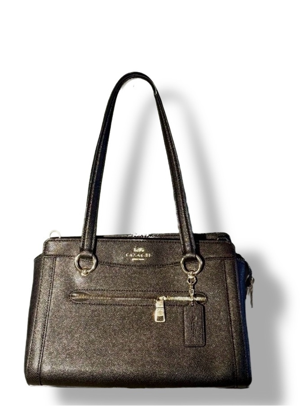 Coach Kailey Carryal Satchel Crossgrain Leather Style C2852 B2179 Black Zip Top